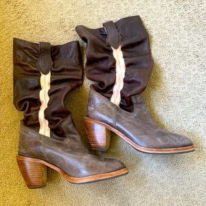 Diesel brown leather slouch boots size 38 (7 -1/2)